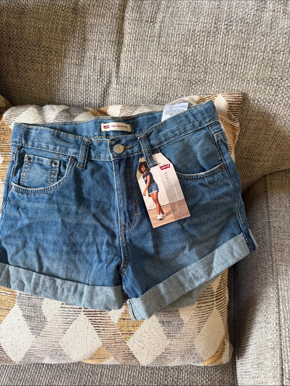 Levi's Women's Classic Mid Blue Rolled Cuff Denim Shorts